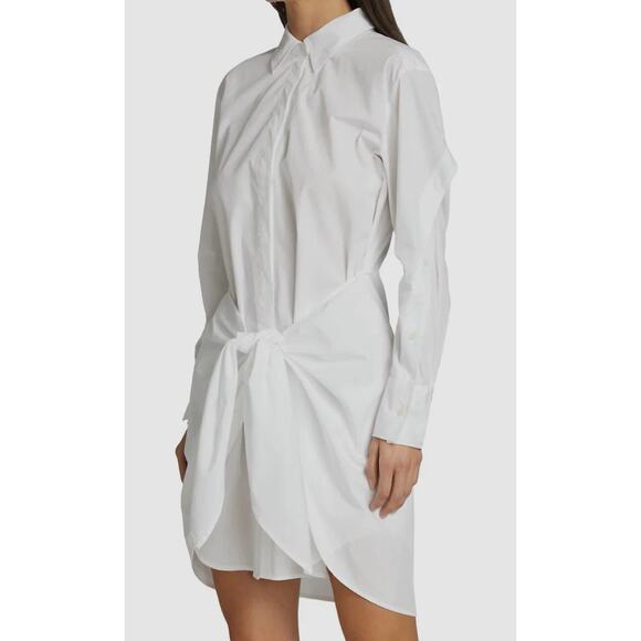 Derek Lam 10 Crosby Charlotte Cotton Waist-Tie Shirt Dress Unique Sleeve - Picture 2 of 16